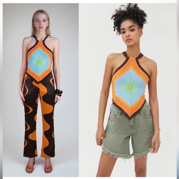 HOUSE OF SUNNY old town crochet handkerchief top 🧡 sz 6 - Picture 8 of 14